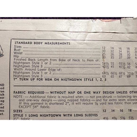 Simplicity sewing pattern 2646 Nightgown size 18 - Picture 4 of 6